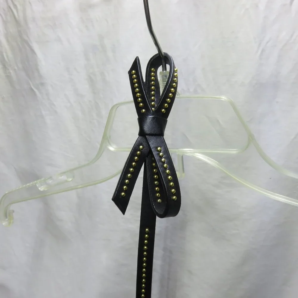 Women's Extra-Skinny Waist Belt with Bow and Gold Studs - Picture 7 of 11